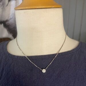 14k white gold box chain channel set moissanite necklace